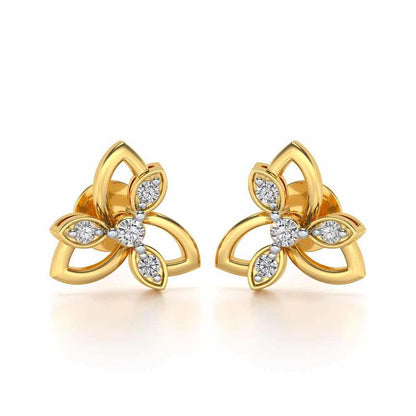 Subtle Flora Silver Earrings - Yellow Gold - Image 1