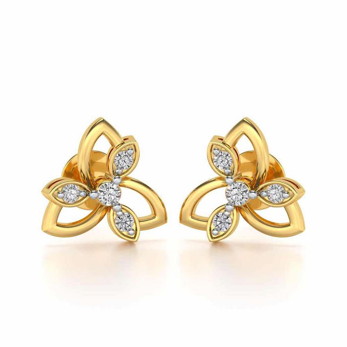 Subtle Flora Silver Earrings - Yellow Gold - Image 1