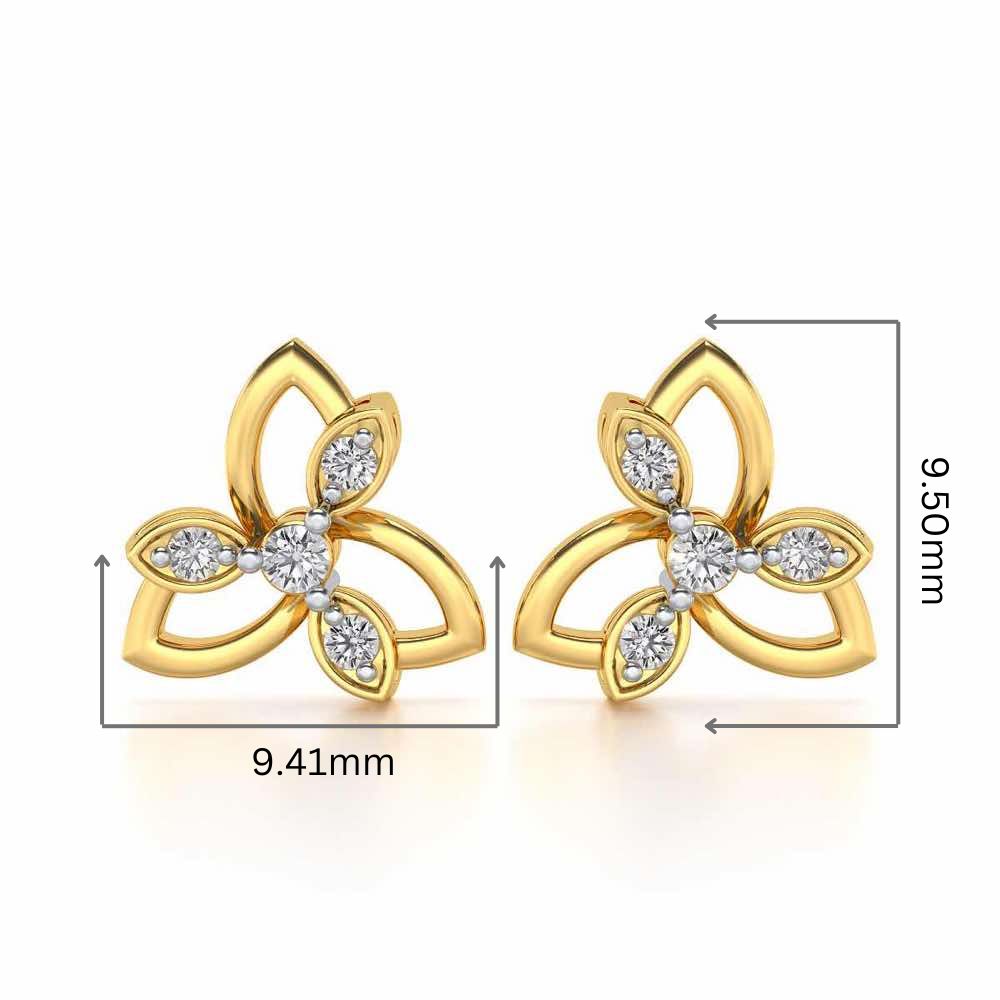Subtle Flora Silver Earrings - Yellow Gold - Image 2