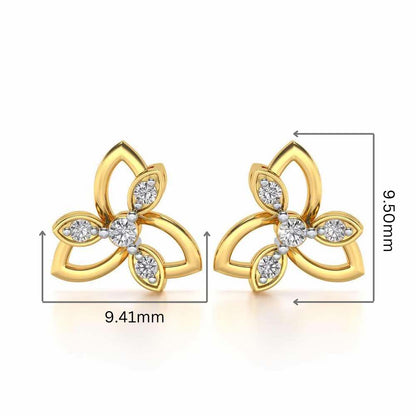 Subtle Flora Silver Earrings - Yellow Gold - Image 2
