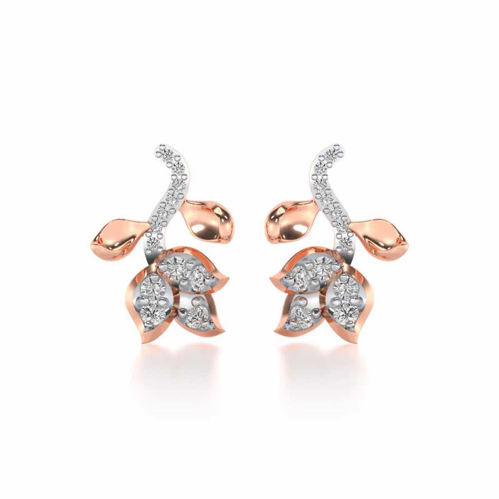 Subtle Floret Silver Earrings - Rose Gold - Image 1