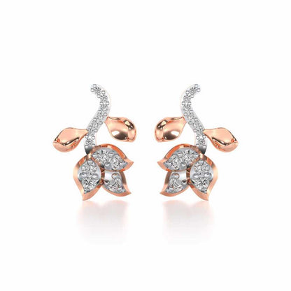 Subtle Floret Silver Earrings - Rose Gold - Image 1