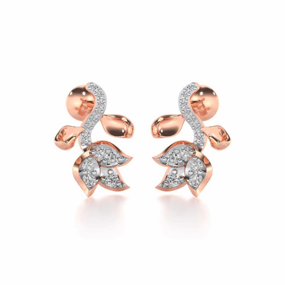Subtle Floret Silver Earrings - Rose Gold - Image 2