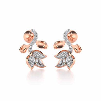 Subtle Floret Silver Earrings - Rose Gold - Image 2
