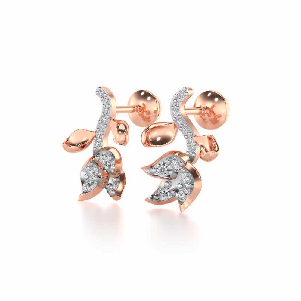 Subtle Floret Silver Earrings - Rose Gold - Image 3