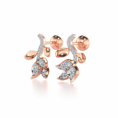 Subtle Floret Silver Earrings - Rose Gold - Image 3
