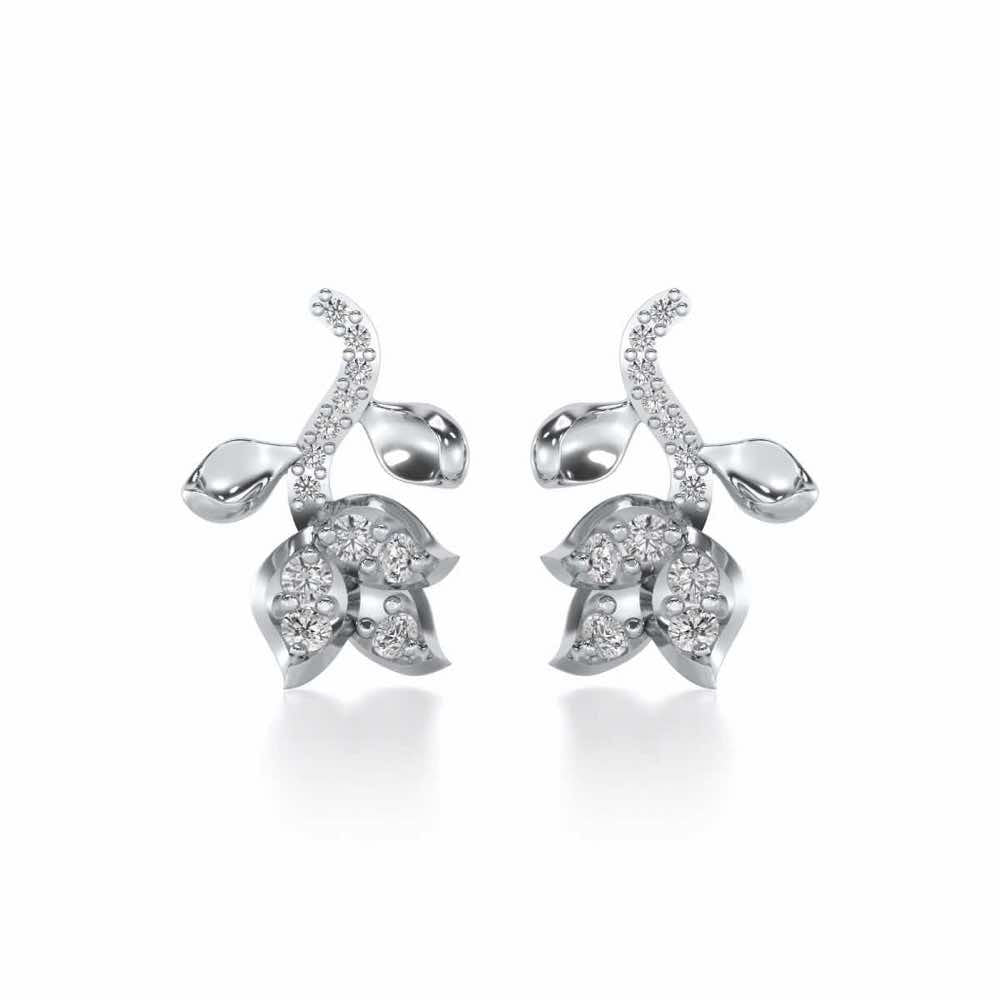 Subtle Floret Silver Earrings - White Gold - Image 1