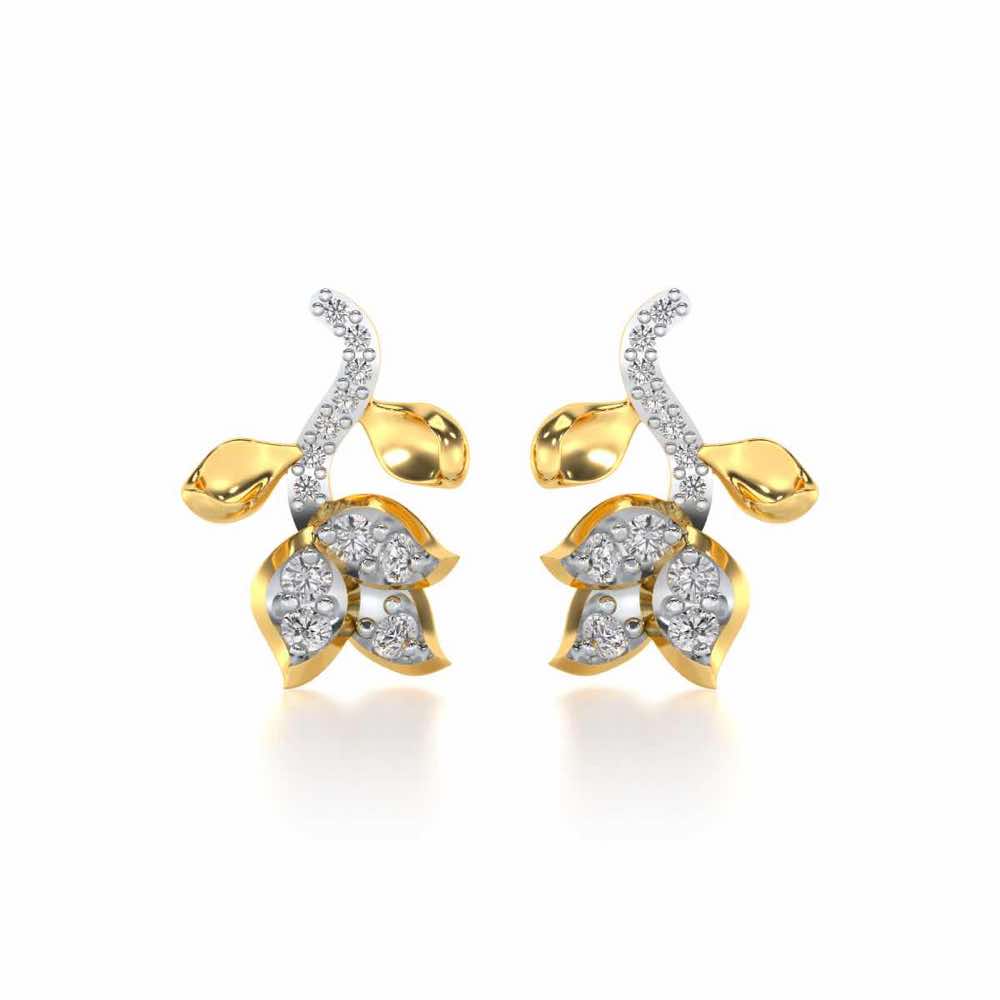 Subtle Floret Silver Earrings - Yellow Gold - Image 1