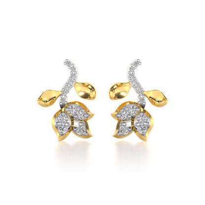 Subtle Floret Silver Earrings - Yellow Gold - Image 1