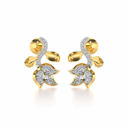 Subtle Floret Silver Earrings - Yellow Gold - Image 2