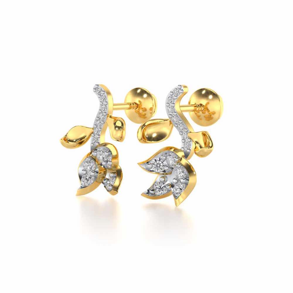 Subtle Floret Silver Earrings - Yellow Gold - Image 3
