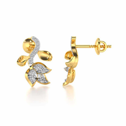 Subtle Floret Silver Earrings - Yellow Gold - Image 4