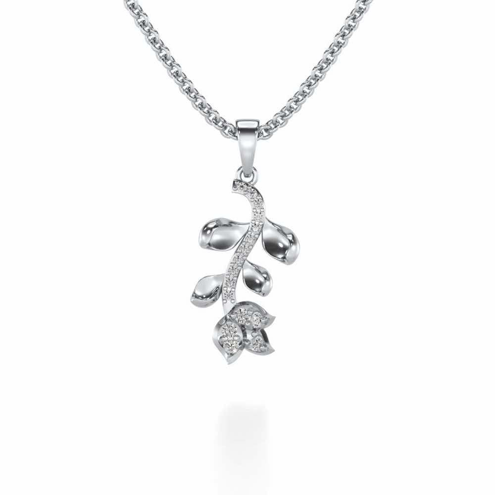 Subtle Floret Silver Pendant - White Gold - Image 1