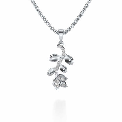 Subtle Floret Silver Pendant - White Gold - Image 1