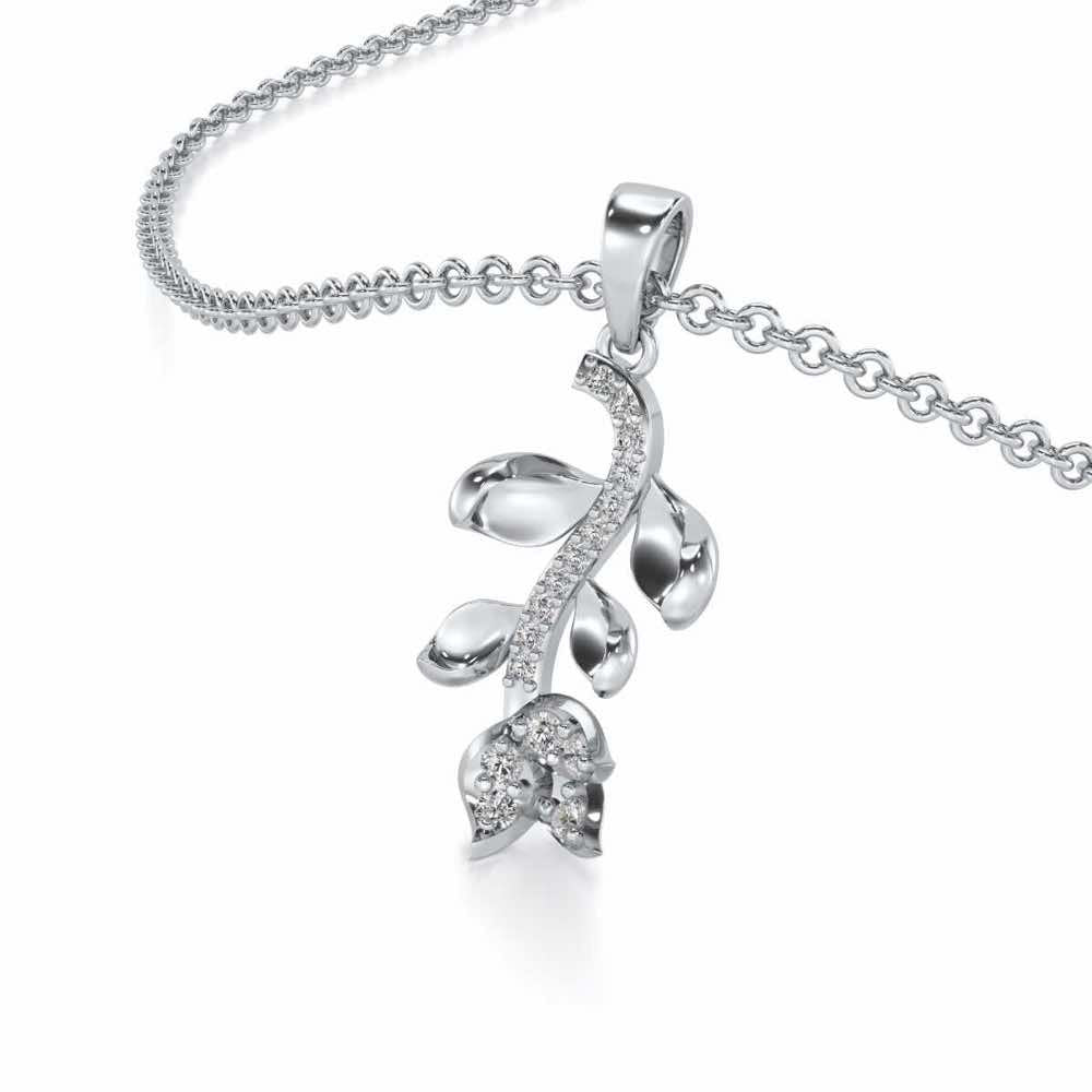 Subtle Floret Silver Pendant - White Gold - Image 2