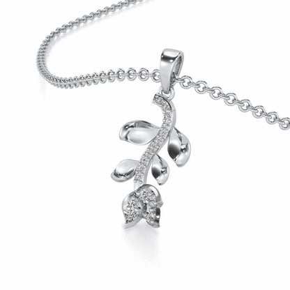 Subtle Floret Silver Pendant - White Gold - Image 2