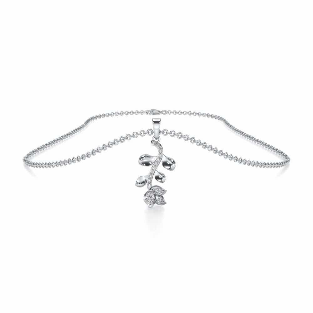 Subtle Floret Silver Pendant - White Gold - Image 3