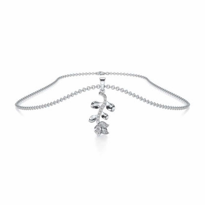 Subtle Floret Silver Pendant - White Gold - Image 3