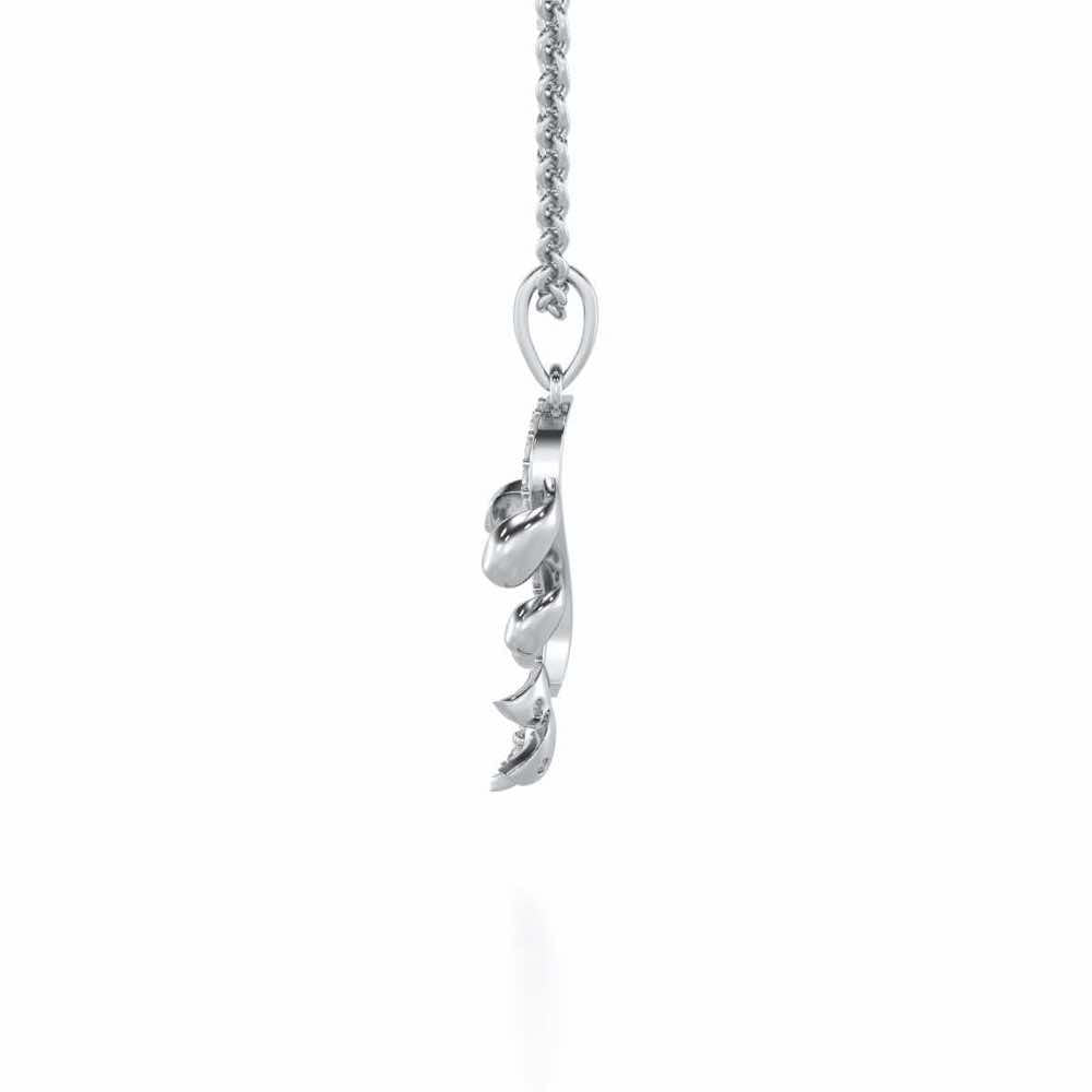 Subtle Floret Silver Pendant - White Gold - Image 4