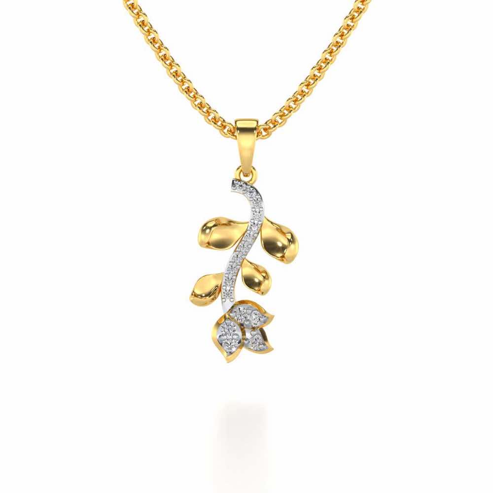 Subtle Floret Silver Pendant - Yellow Gold - Image 1