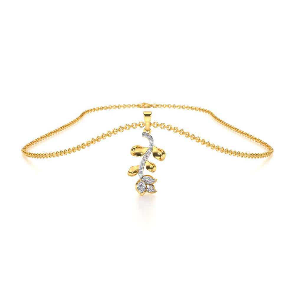 Subtle Floret Silver Pendant - Yellow Gold - Image 3