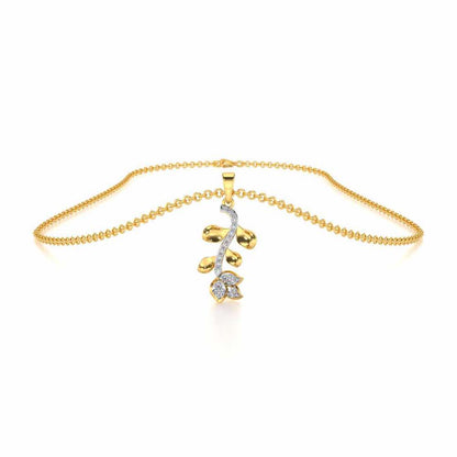 Subtle Floret Silver Pendant - Yellow Gold - Image 3