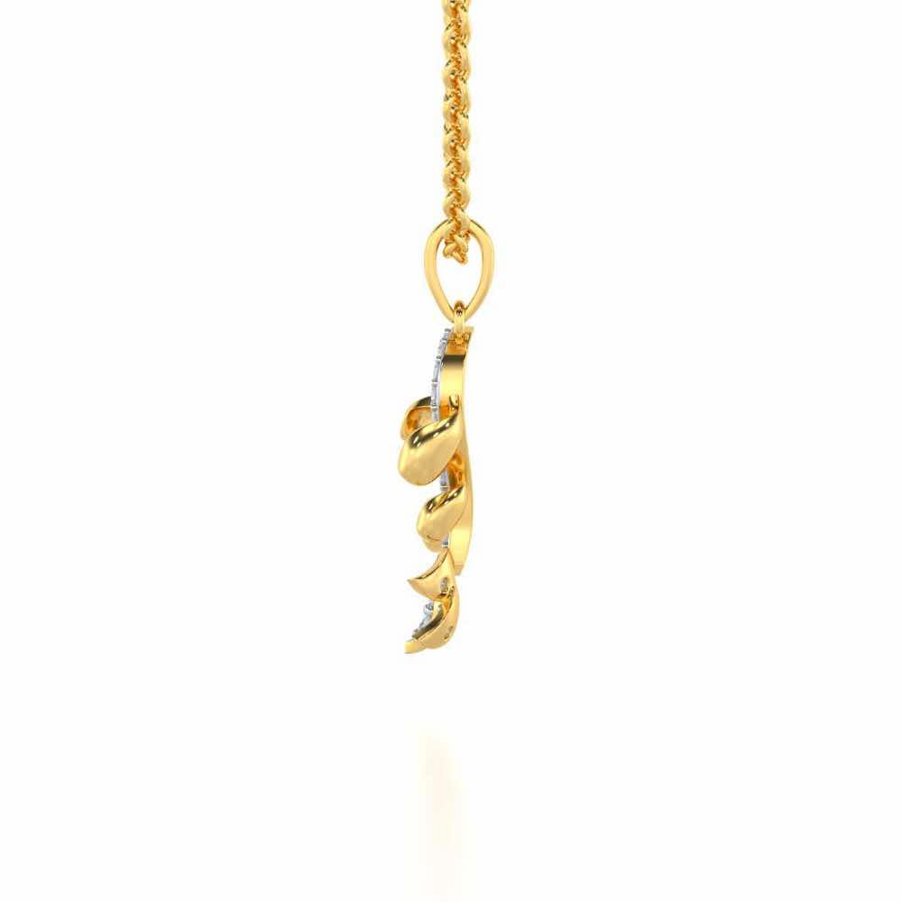 Subtle Floret Silver Pendant - Yellow Gold - Image 4