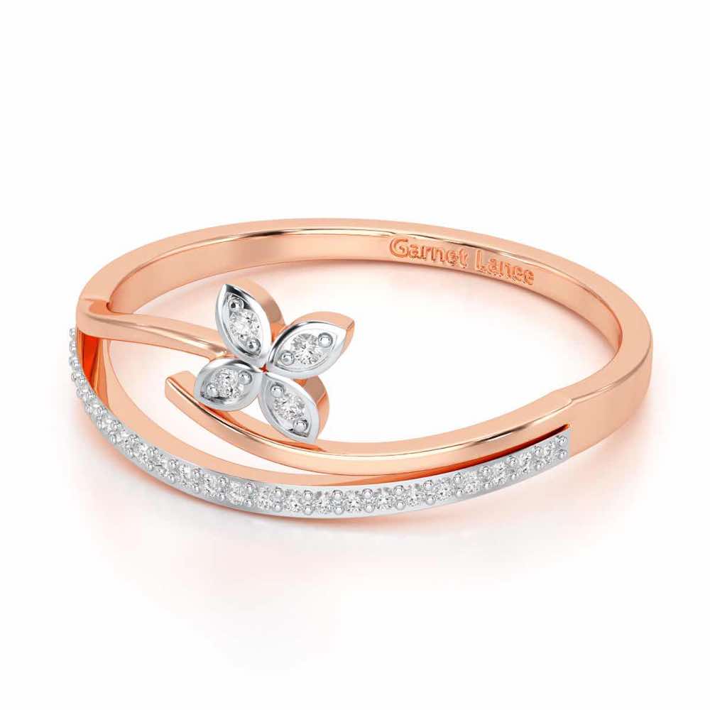 Subtle Flower Silver Ring - Rose Gold - Image 2