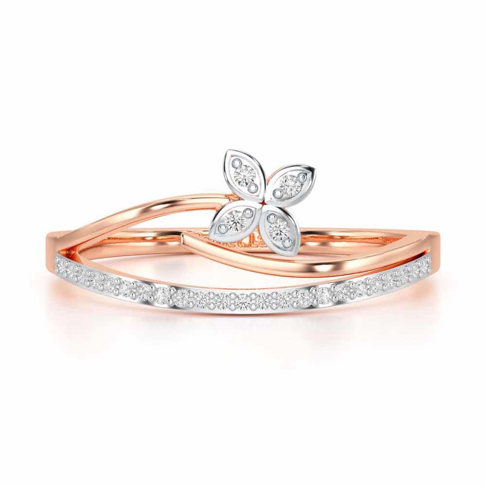 Subtle Flower Silver Ring - Rose Gold - Image 4
