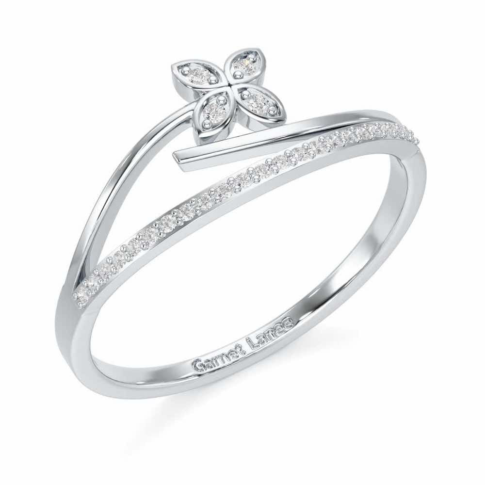 Subtle Flower Silver Ring - White Gold - Image 1