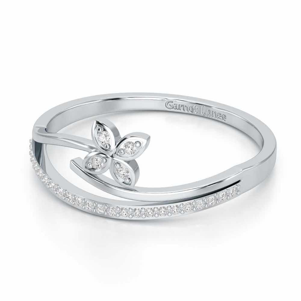 Subtle Flower Silver Ring - White Gold - Image 2