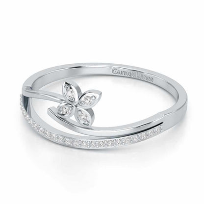 Subtle Flower Silver Ring - White Gold - Image 2