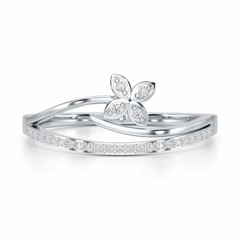 Subtle Flower Silver Ring - White Gold - Image 4