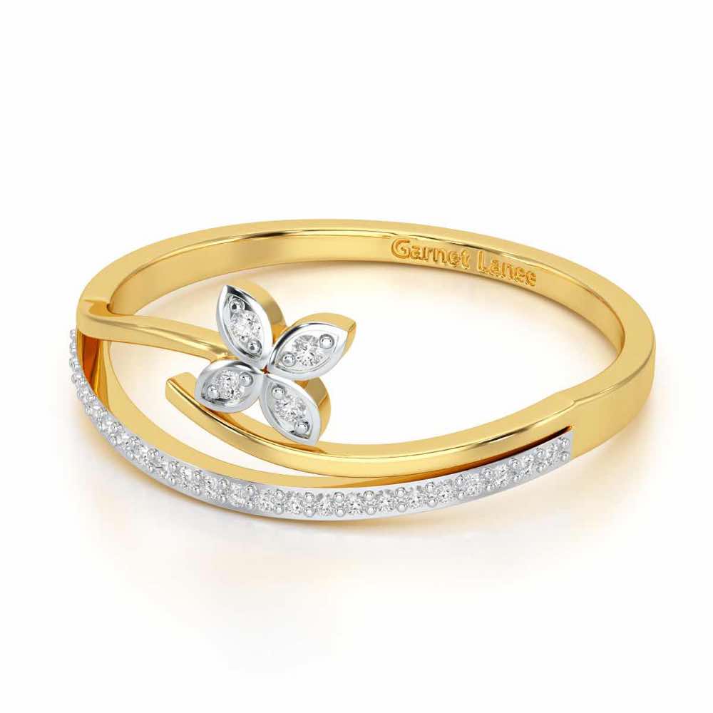 Subtle Flower Silver Ring - Yellow Gold - Image 2