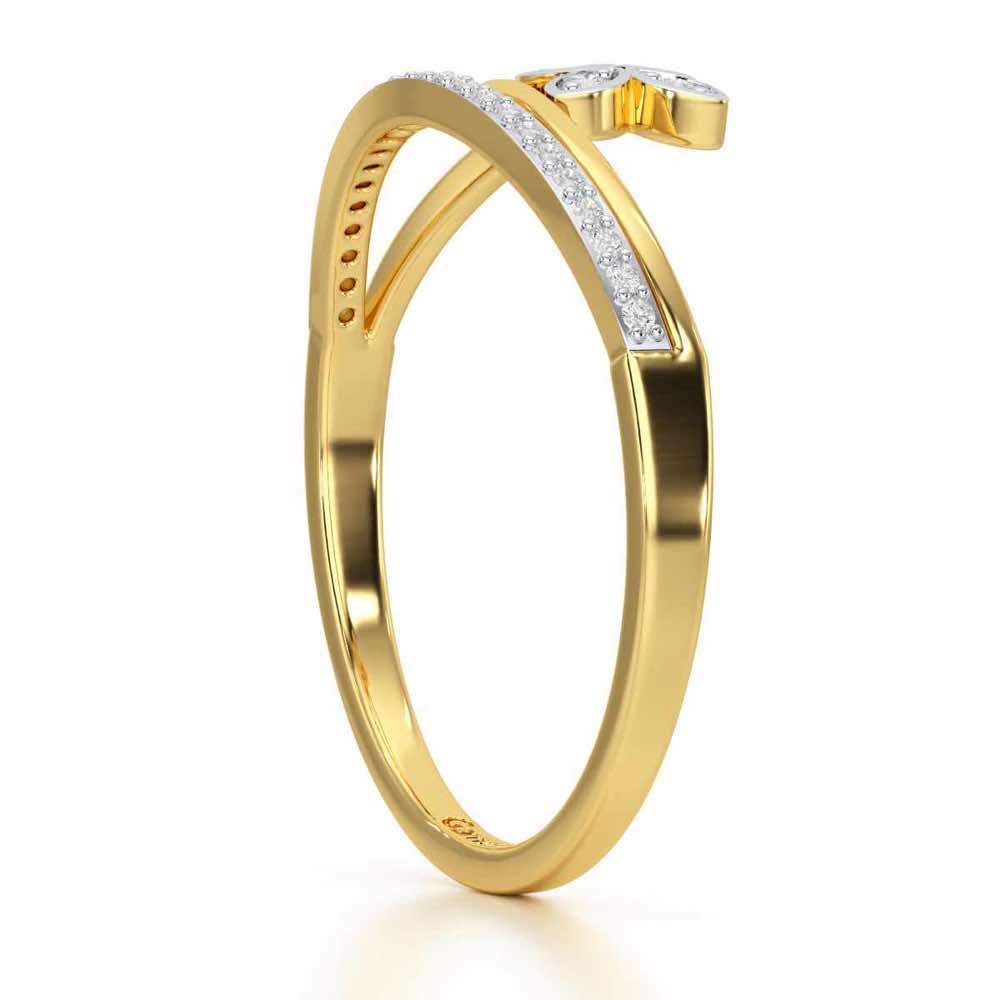 Subtle Flower Silver Ring - Yellow Gold - Image 3