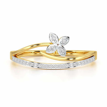 Subtle Flower Silver Ring - Yellow Gold - Image 4