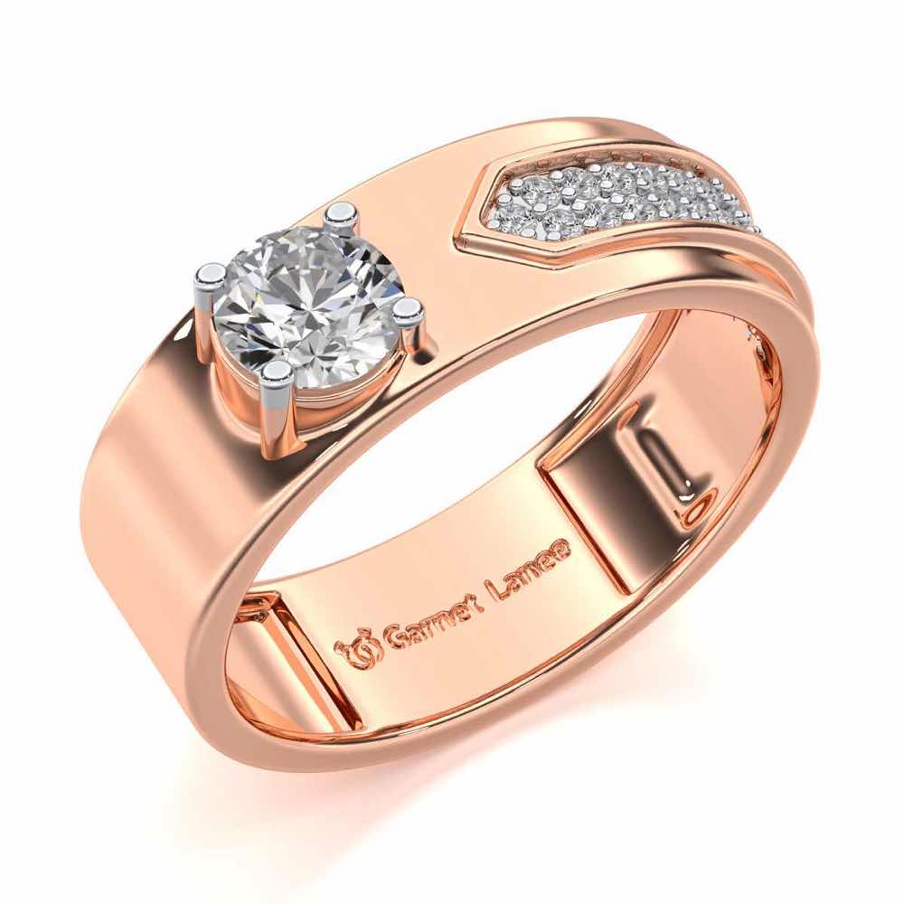 Subtle Frost Solitaire Ring For Men - Rose Gold - Image 1