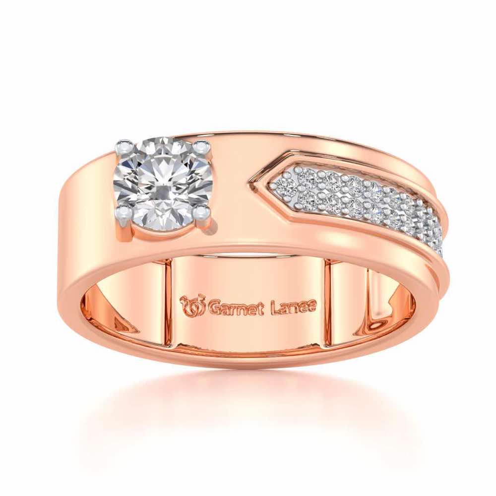 Subtle Frost Solitaire Ring For Men - Rose Gold - Image 2