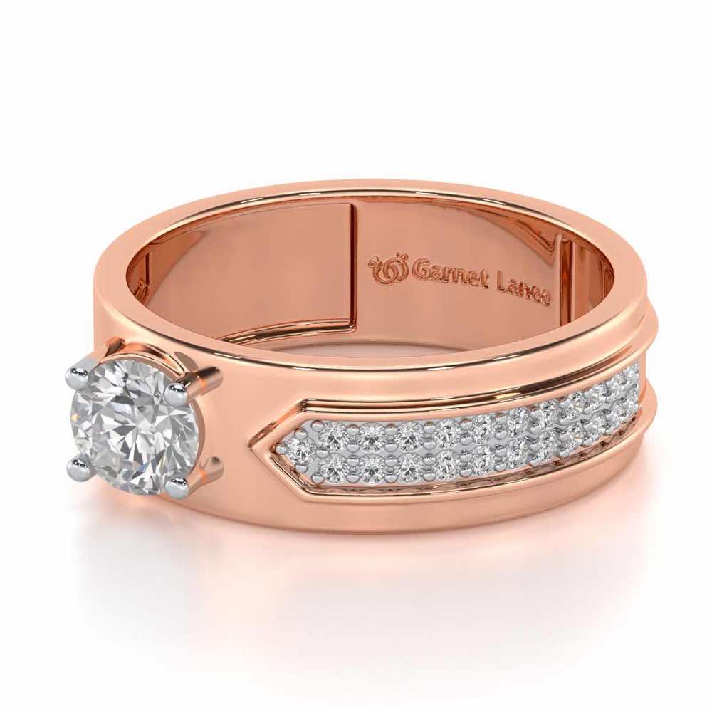 Subtle Frost Solitaire Ring For Men - Rose Gold - Image 3