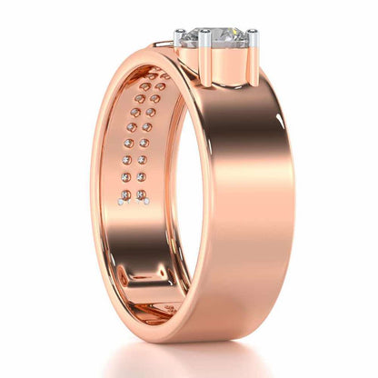 Subtle Frost Solitaire Ring For Men - Rose Gold - Image 4