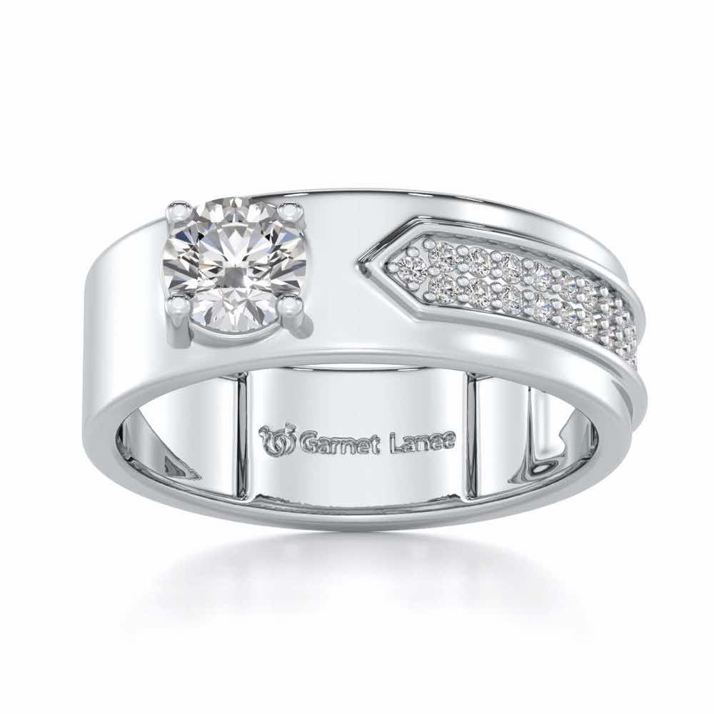 Subtle Frost Solitaire Ring For Men - White Gold - Image 2