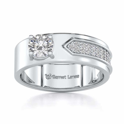 Subtle Frost Solitaire Ring For Men - White Gold - Image 2
