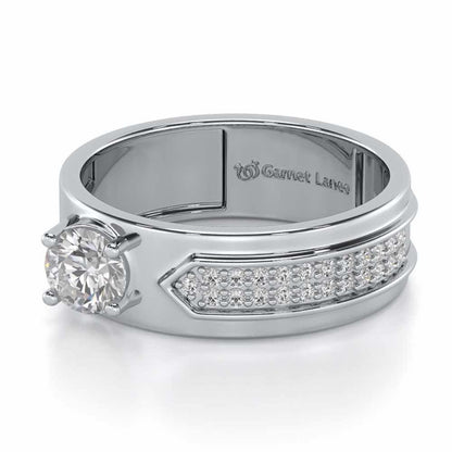 Subtle Frost Solitaire Ring For Men - White Gold - Image 3