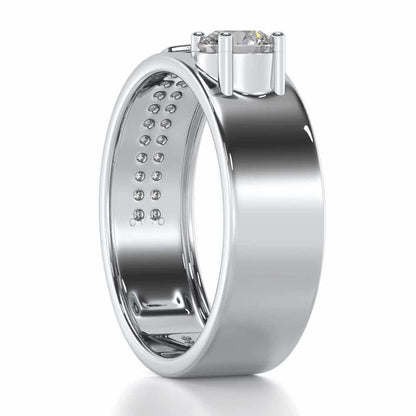 Subtle Frost Solitaire Ring For Men - White Gold - Image 4