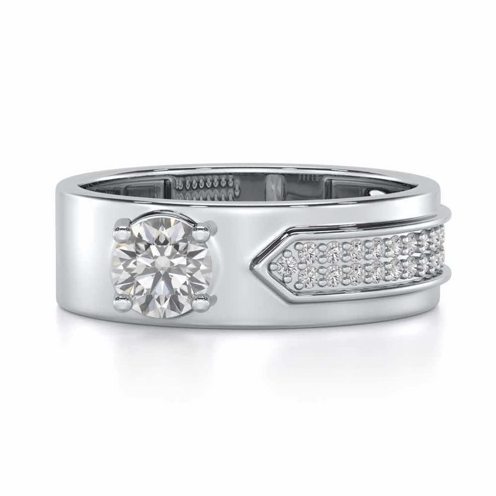 Subtle Frost Solitaire Ring For Men - White Gold - Image 5