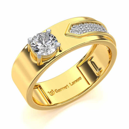 Subtle Frost Solitaire Ring For Men - Yellow Gold - Image 1