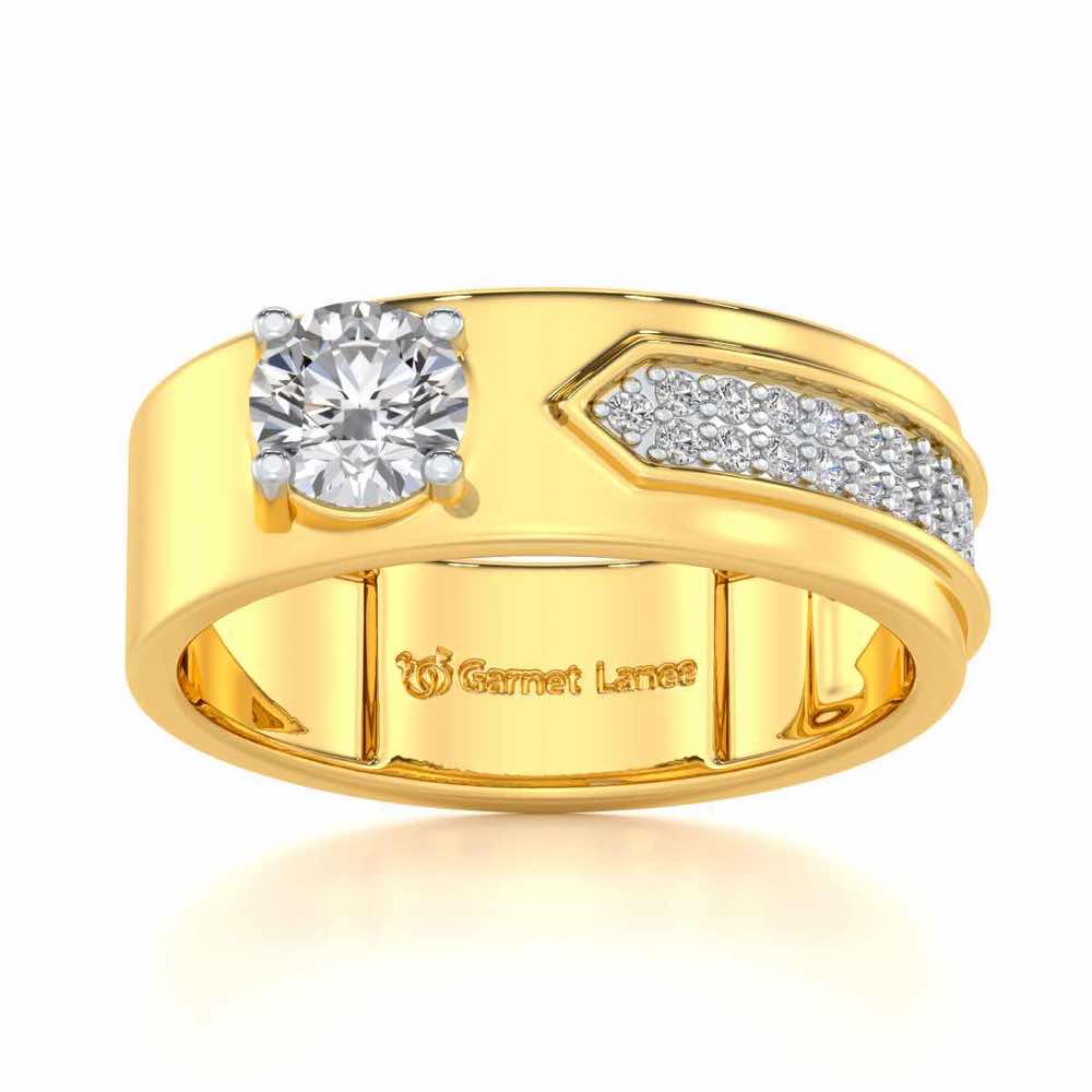 Subtle Frost Solitaire Ring For Men - Yellow Gold - Image 2