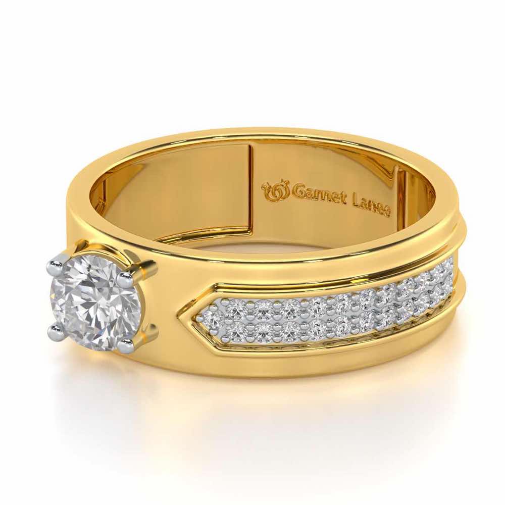 Subtle Frost Solitaire Ring For Men - Yellow Gold - Image 3