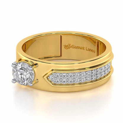 Subtle Frost Solitaire Ring For Men - Yellow Gold - Image 3