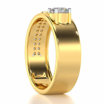 Subtle Frost Solitaire Ring For Men - Yellow Gold - Image 4